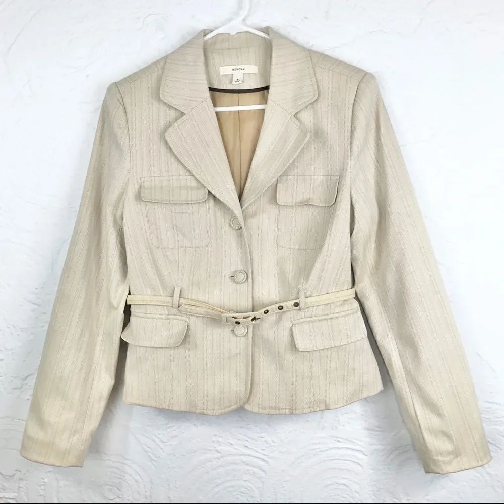 Merona Tan Belt Waist Career Wear Blazer-S